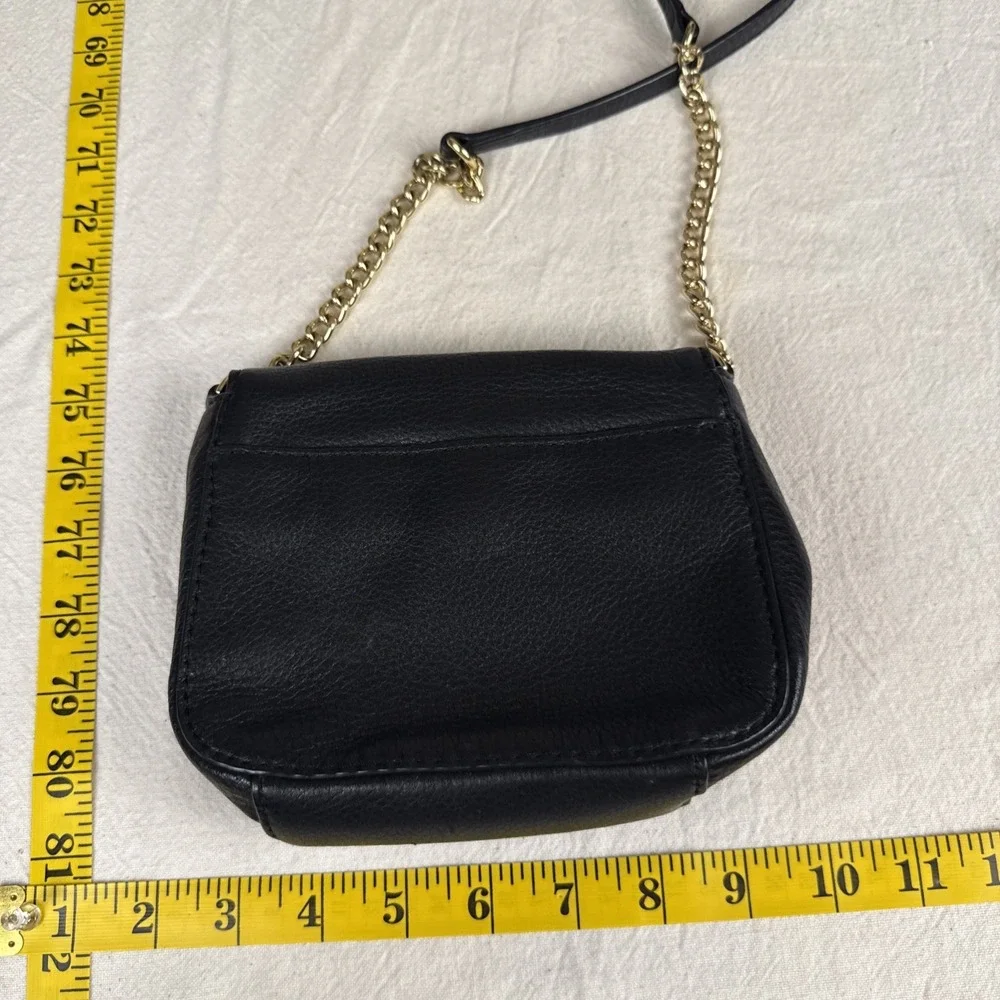 Michael Kors Black Leather Small Essentials Crossbody Purse Gold Accent Festival